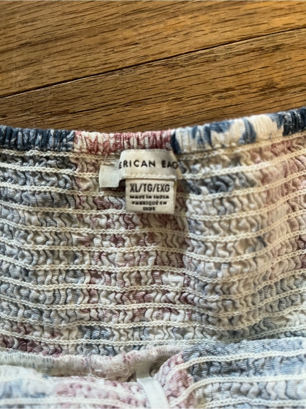 American Eagle Outfitters Cream, Blue & Red Smocked Tube Top - Picture 2 of 3